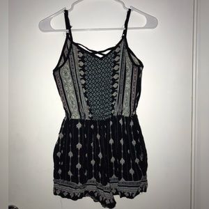 Navy Blue Print Romper